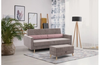 Банкетка Норд, мягкая, с ящиком, ткань мора деним