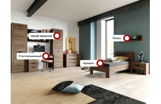 Гарнитур для молодёжной комнаты Соренто, композиция 2, дуб стирлинг