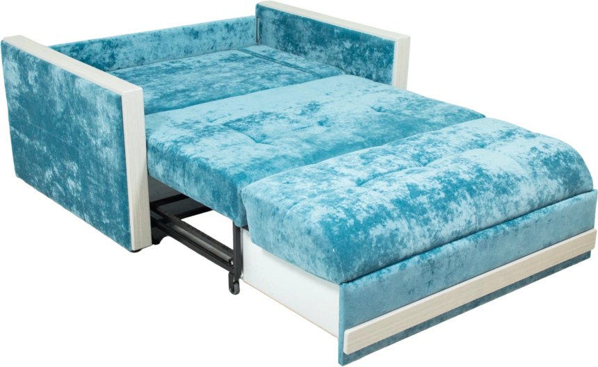 Диван прямой малый Адель 2, Plush lagoon, Рамух белый