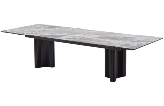 Обеденный раздвижной стол Адажио 240 (320), Mineral Stone Natural, керамика , черный каркас 