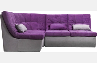 Диван угловой София 2 с кресельной частью, Tenerife italian plum, Tenerife silver, с задней тканью