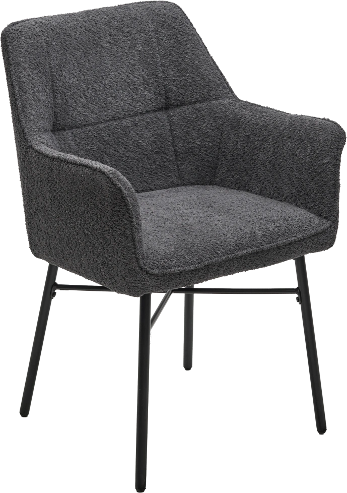 Стул Agira, мягкий, UF998-16 темно-серый, букле, черный каркас