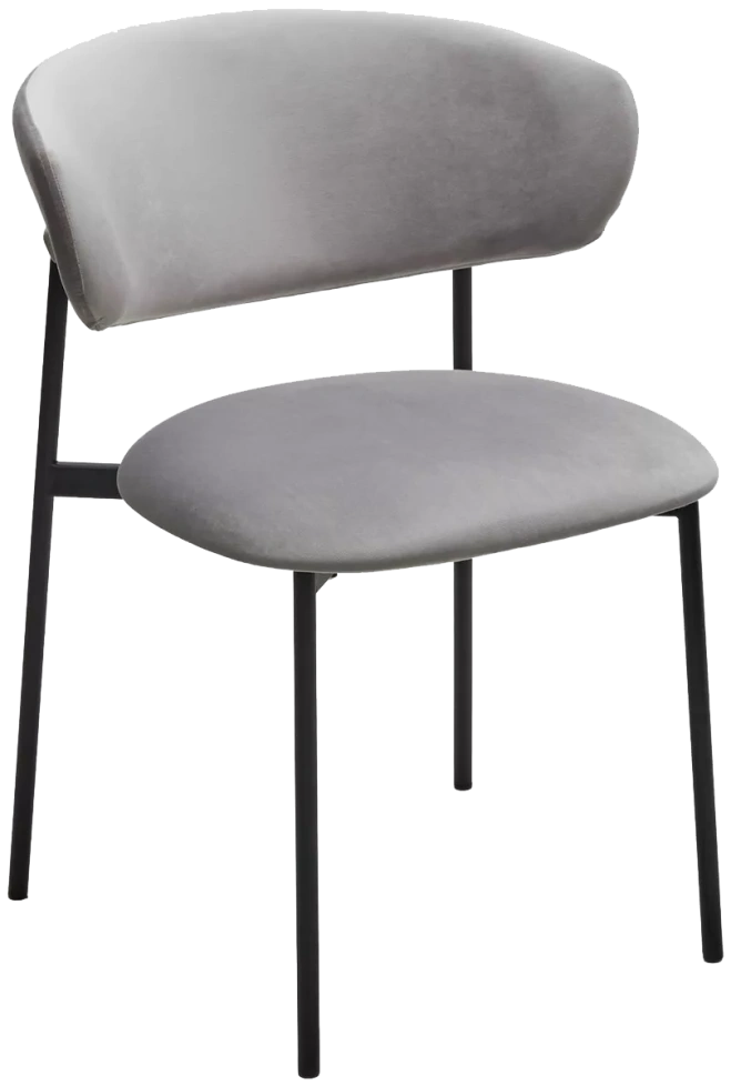 Стул Леонардо, мягкий, H-09 светло-серый, велюр, черный каркас