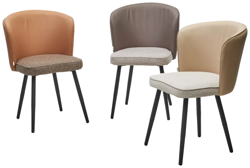 Стул Моне, мягкий, Melange 290 рогожка, Enzo 210 экокожа, черный каркас 
