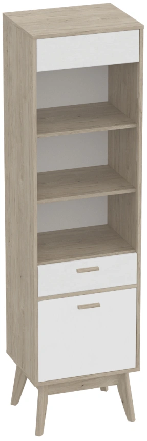 Модульная гостиная Калгари 1, дуб натуральный светлый / белый матовый