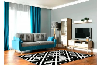 Модульная гостиная Калгари 1, дуб натуральный светлый / белый матовый