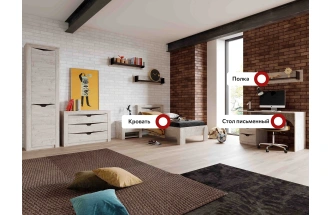 Гарнитур для молодёжной комнаты Соренто, композиция 1, дуб бонифаций