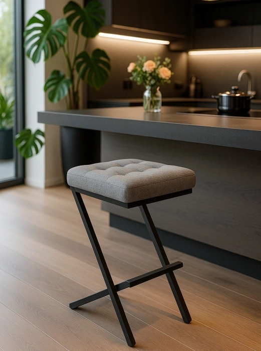 Полубарный табурет Амаури, графит / черный матовый
