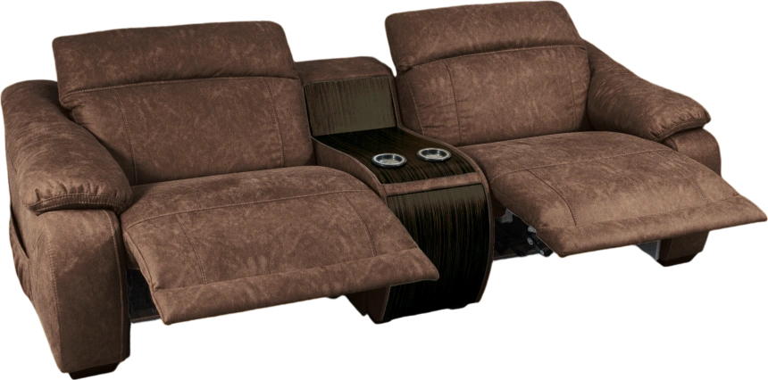 Диван прямой Флора, электрореклайнер, двухместный, экокожа Стайл 03 / Эбен