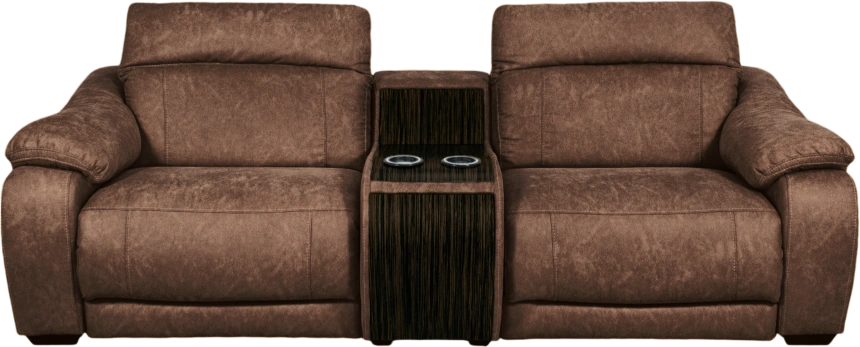 Диван прямой Флора, электрореклайнер, двухместный, экокожа Стайл 03 / Эбен