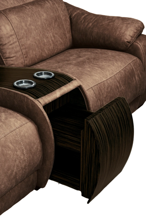 Диван прямой Флора, электрореклайнер, двухместный, экокожа Стайл 03 / Эбен