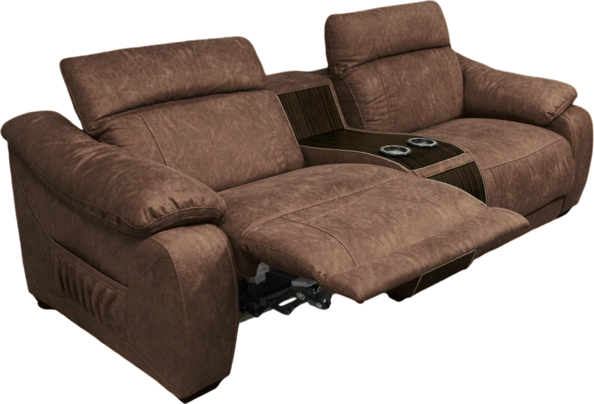 Диван прямой Флора, электрореклайнер, двухместный, экокожа Стайл 03 / Эбен