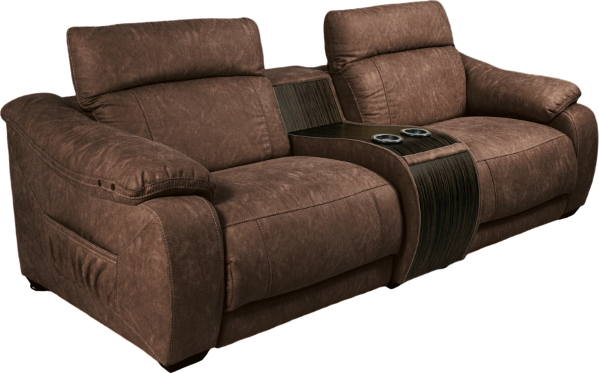 Диван прямой Флора, электрореклайнер, двухместный, экокожа Стайл 03 / Эбен