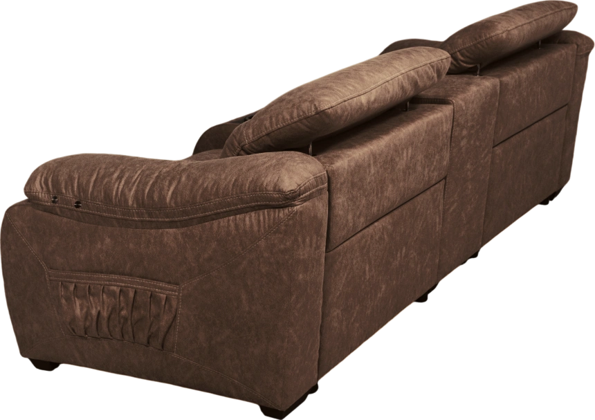 Диван прямой Флора, электрореклайнер, двухместный, экокожа Стайл 03 / Эбен