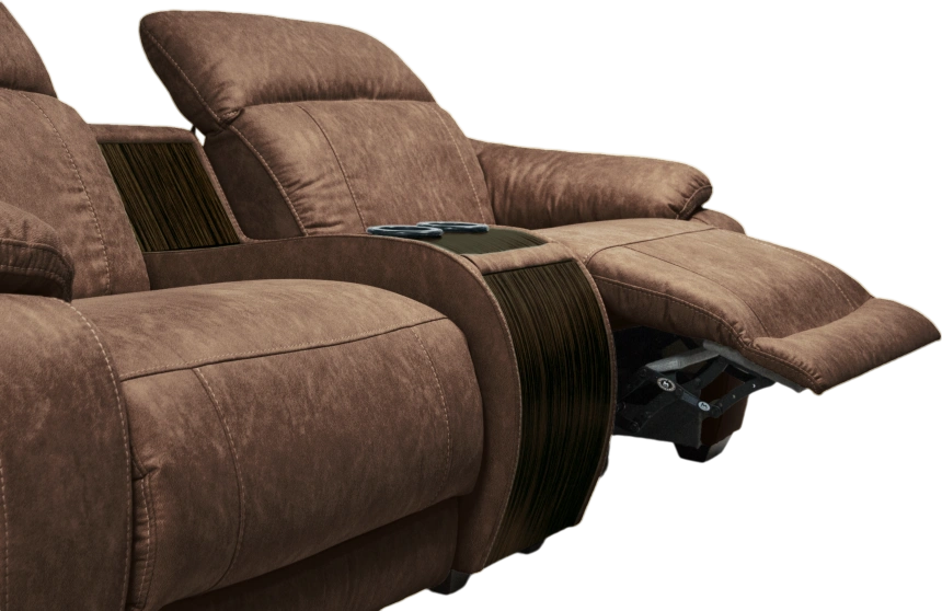 Диван прямой Флора, электрореклайнер, двухместный, экокожа Стайл 03 / Эбен