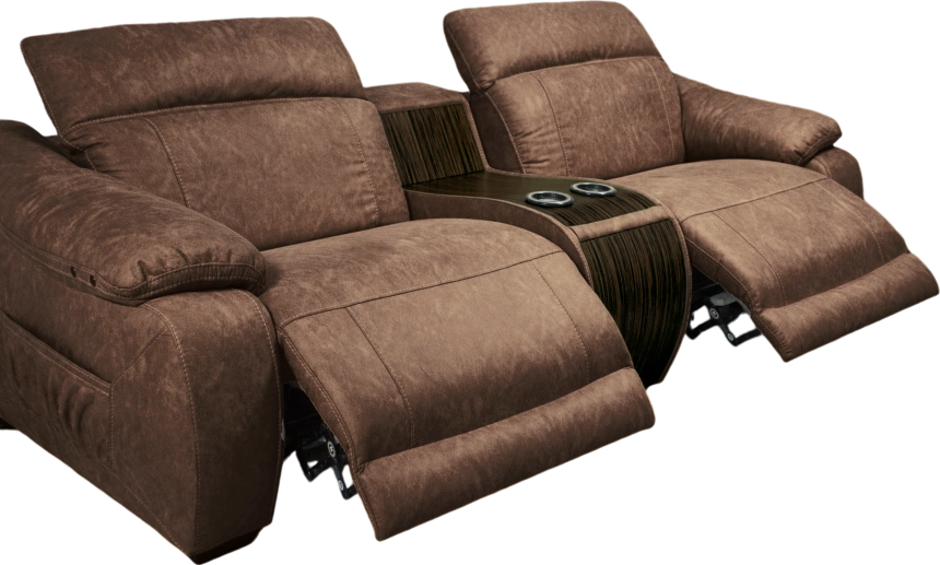 Диван прямой Флора, электрореклайнер, двухместный, экокожа Стайл 03 / Эбен