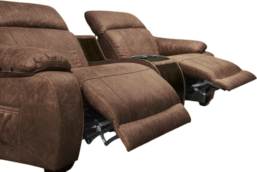 Диван прямой Флора, электрореклайнер, двухместный, экокожа Стайл 03 / Эбен