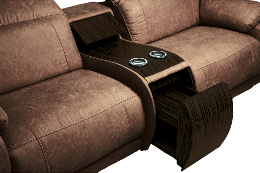 Диван прямой Флора, электрореклайнер, двухместный, экокожа Стайл 03 / Эбен