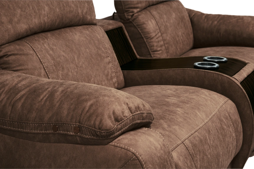 Диван прямой Флора, электрореклайнер, двухместный, экокожа Стайл 03 / Эбен