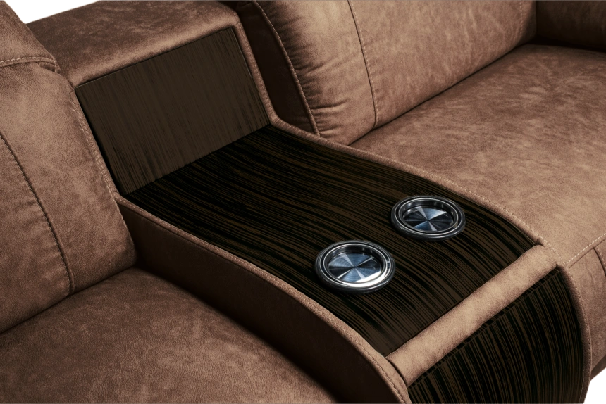 Диван прямой Флора, электрореклайнер, двухместный, экокожа Стайл 03 / Эбен