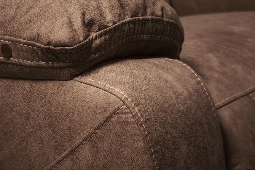 Диван прямой Флора, электрореклайнер, двухместный, экокожа Стайл 03 / Эбен