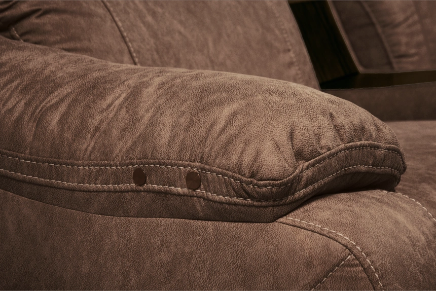 Диван прямой Флора, электрореклайнер, двухместный, экокожа Стайл 03 / Эбен