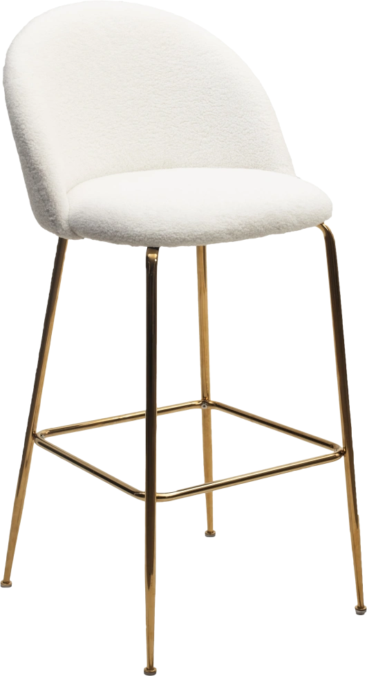 Барный стул Glade NINI-01 Белый, teddy, золотой каркас