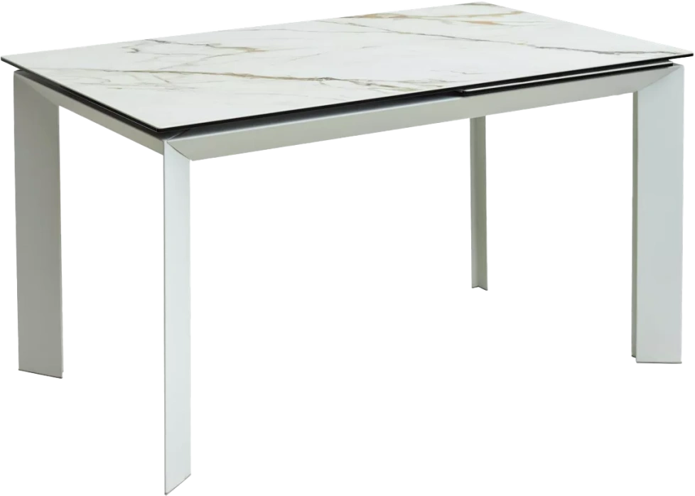 Кухонный стол раздвижной Cremona 180, KL-188 Контрастный мрамор матовый, итальянская керамика, белый каркас