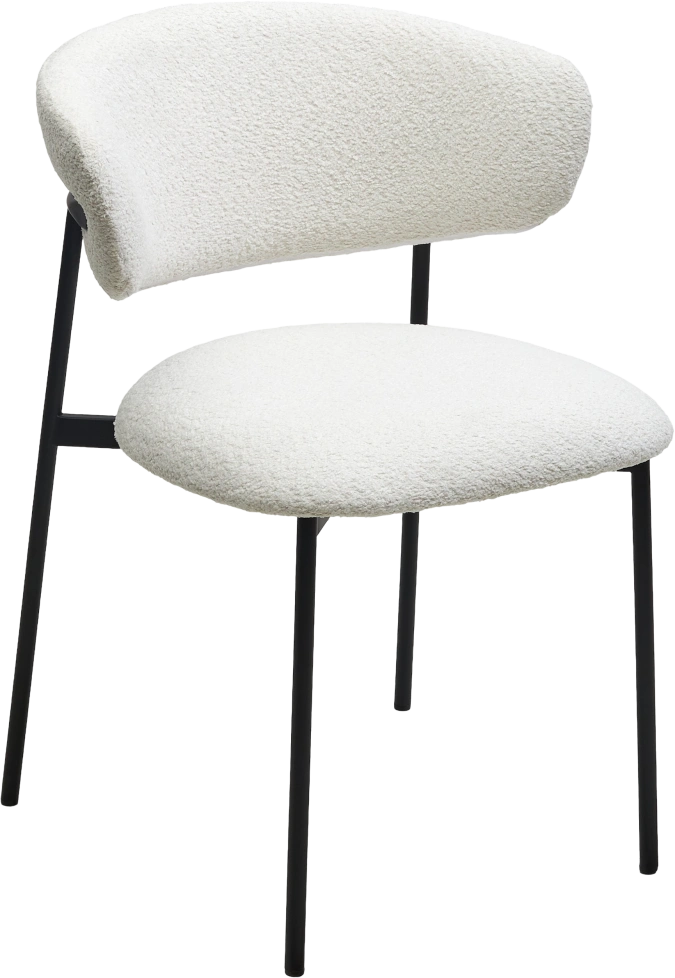 Стул Леонардо, мягкий, Soul 000 белый, букле, черный каркас