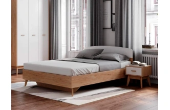 Спальный гарнитур Калгари, композиция #1, дуб натуральный светлый / белый матовый