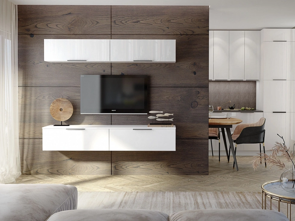 Модульная гостиная Слайд 4, белый глянец