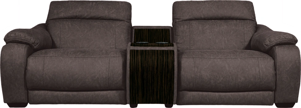 Диван прямой Флора, электрореклайнер, двухместный, экокожа Стайл 06 / Эбен