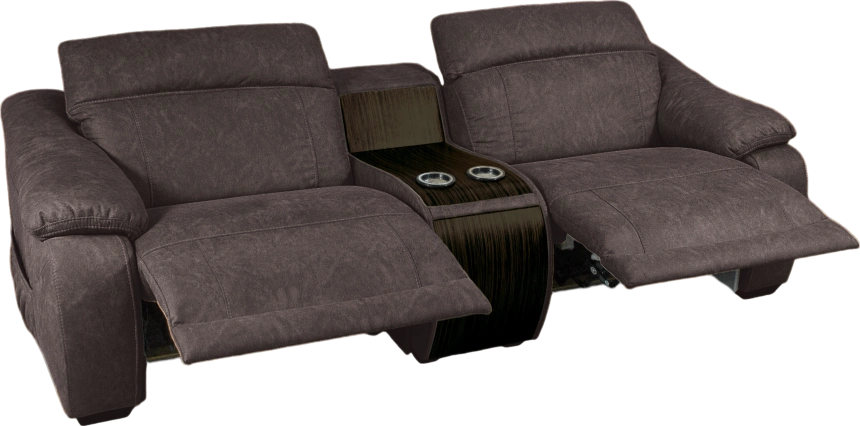 Диван прямой Флора, электрореклайнер, двухместный, экокожа Стайл 06 / Эбен