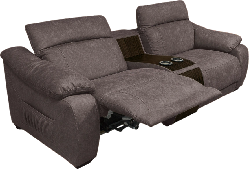 Диван прямой Флора, электрореклайнер, двухместный, экокожа Стайл 06 / Эбен