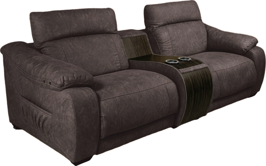 Диван прямой Флора, электрореклайнер, двухместный, экокожа Стайл 06 / Эбен