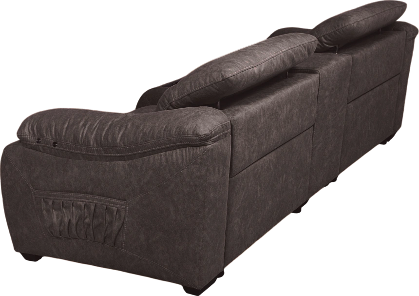 Диван прямой Флора, электрореклайнер, двухместный, экокожа Стайл 06 / Эбен