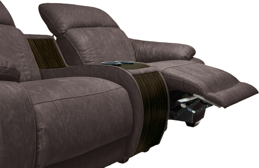 Диван прямой Флора, электрореклайнер, двухместный, экокожа Стайл 06 / Эбен