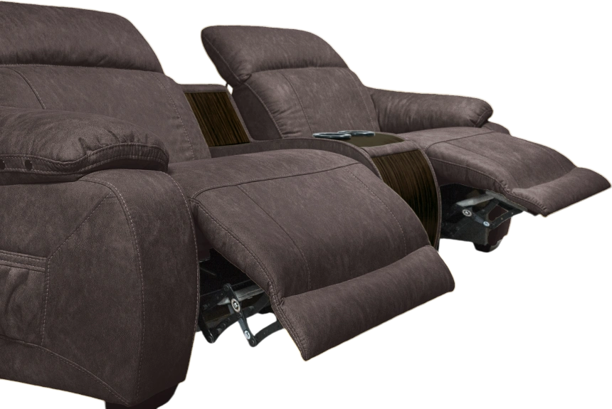 Диван прямой Флора, электрореклайнер, двухместный, экокожа Стайл 06 / Эбен