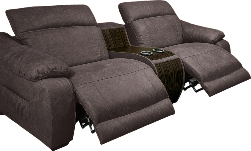 Диван прямой Флора, электрореклайнер, двухместный, экокожа Стайл 06 / Эбен