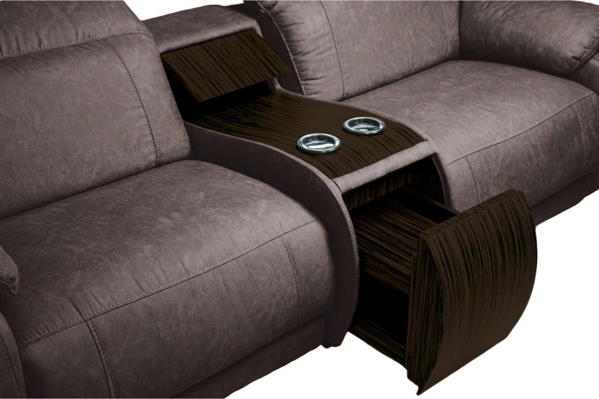 Диван прямой Флора, электрореклайнер, двухместный, экокожа Стайл 06 / Эбен