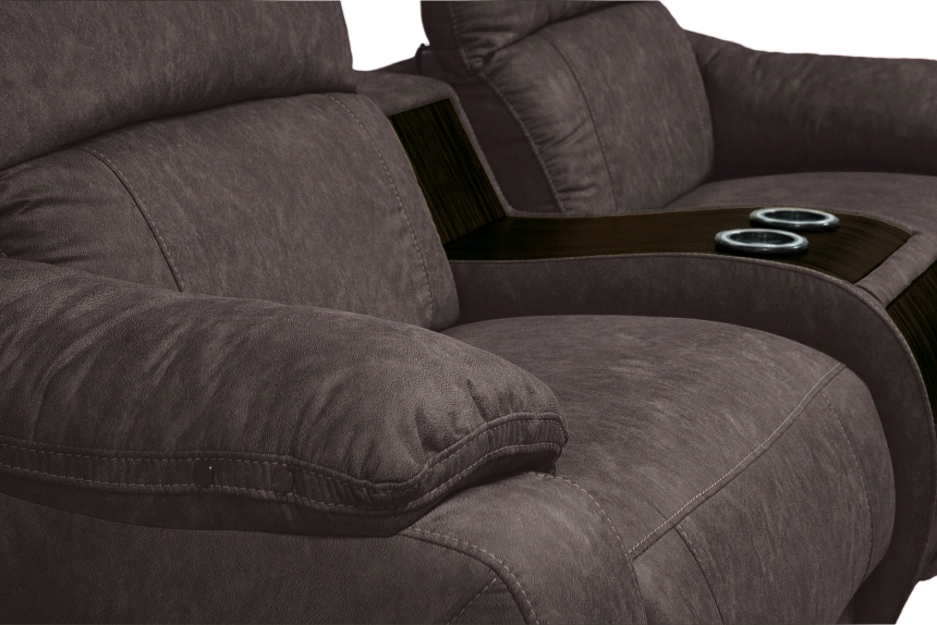 Диван прямой Флора, электрореклайнер, двухместный, экокожа Стайл 06 / Эбен