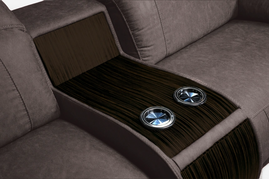 Диван прямой Флора, электрореклайнер, двухместный, экокожа Стайл 06 / Эбен