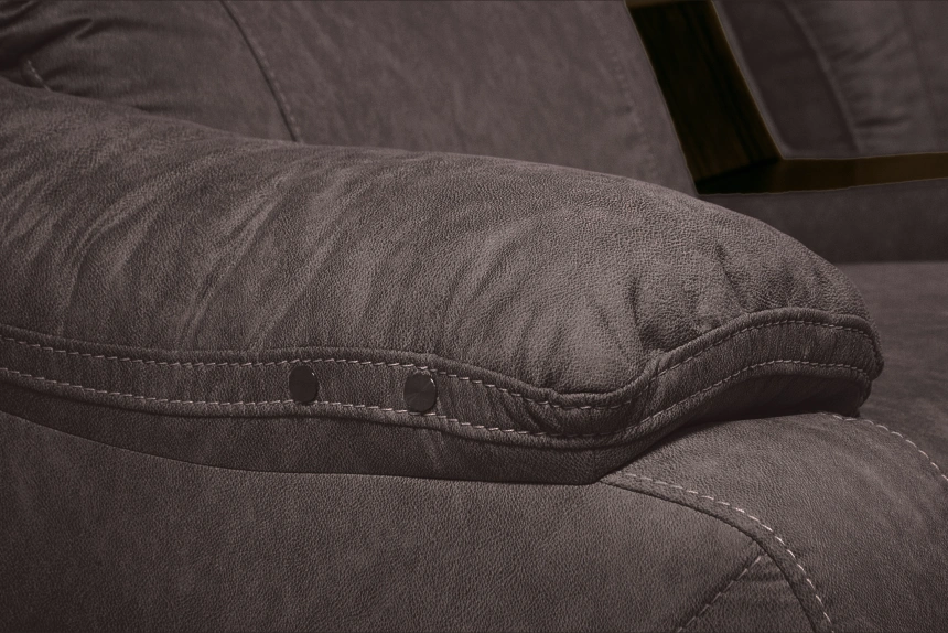 Диван прямой Флора, электрореклайнер, двухместный, экокожа Стайл 06 / Эбен