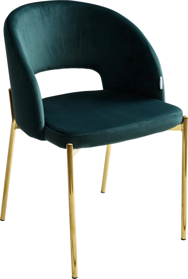 Стул Agnes, мягкий, Bluvel-78 зеленый, золотой каркас