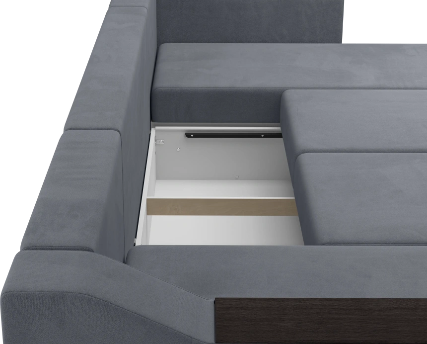 Диван П-образный Невада, модель 020, комплектация 4, Omega 32 (темно-серый)