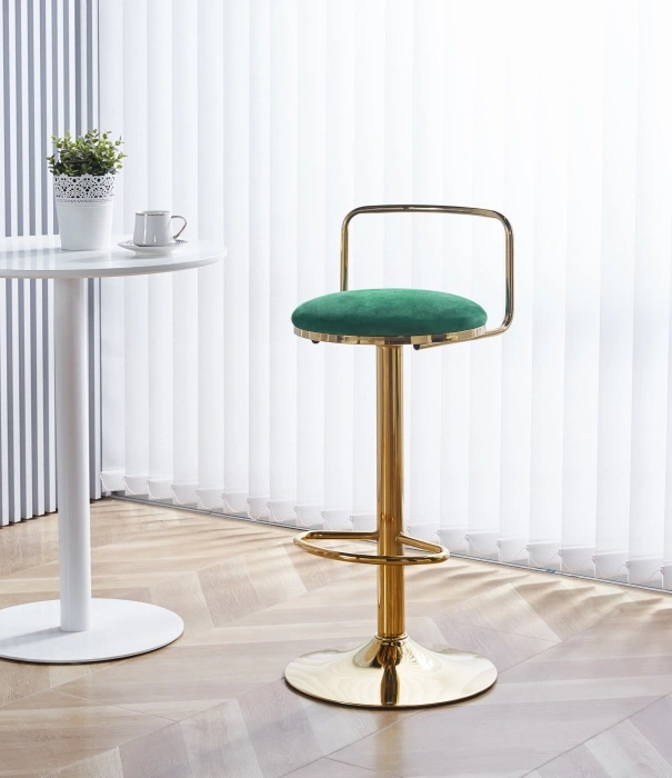 Полубарный стул Lusia, зеленый / золотой