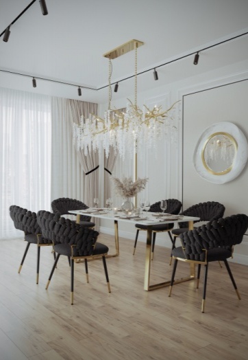 Кухонный стол Селена 2, 160x90x77, керамика, белый мрамор, каркас золотой