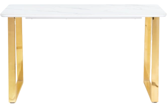 Кухонный стол Селена 2, 160x90x77, керамика, белый мрамор, каркас золотой