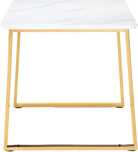 Кухонный стол Селена 2, 160x90x77, керамика, белый мрамор, каркас золотой