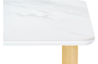 Кухонный стол Селена 2, 160x90x77, керамика, белый мрамор, каркас золотой
